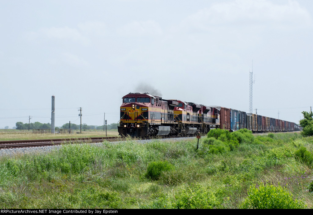 KCS passes through some fields near Kendleton